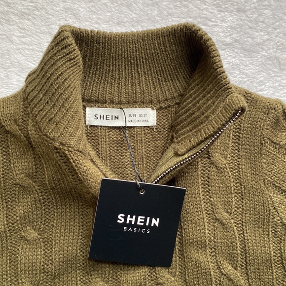 SHEIN Toddler Boys Quarter Zip Cable Knit Sweater (3Y) - Picture 3 of 9